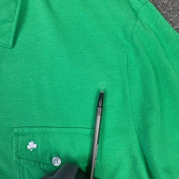 Criquet Players Polo Shirt Mens Medium Green Shamrock Pocket 4 Btn Golf Preppy - Picture 3 of 10